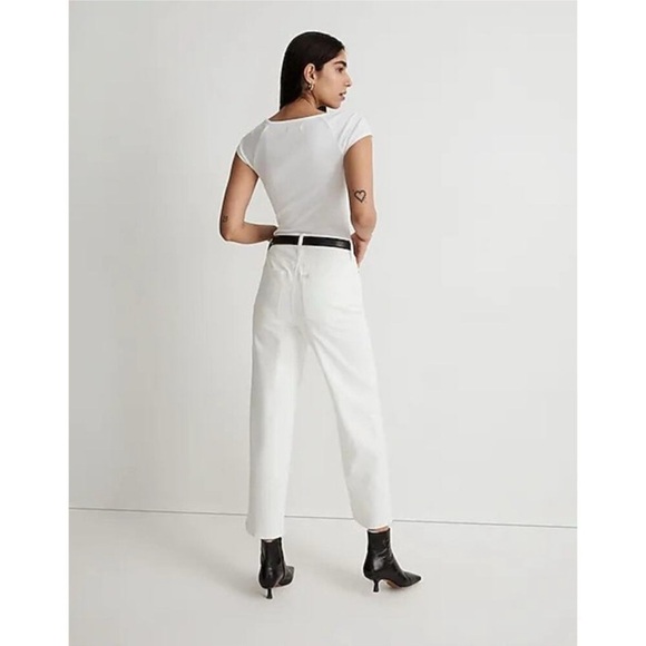 MADEWELL The Perfect Vintage Crop Wide Leg White Denim Jean Size 28 - Picture 4 of 10